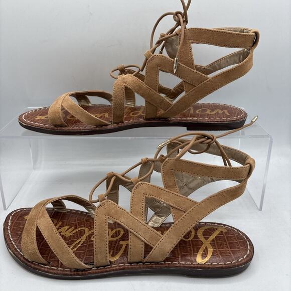 Sam Edelman Gemma Gladiator Sandals Size 8.5 Brown Lace-Up Women’s Flats - Picture 3 of 9